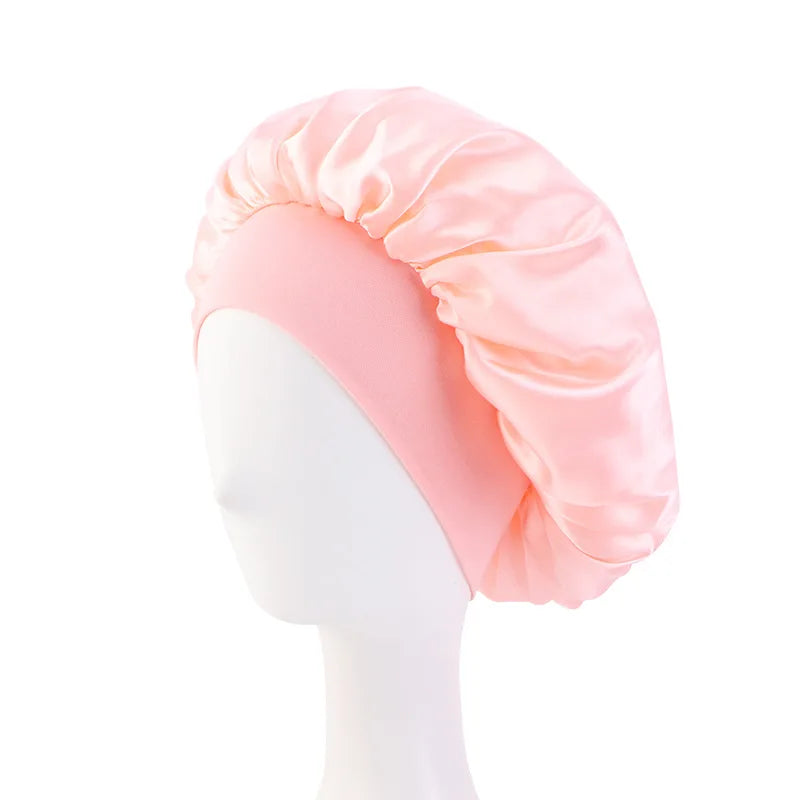 Bonnet de nuit en Satin à large bord, Bonnet soyeux, enveloppe de cheveux pour dormir, avec bande élastique souple, outil d'emballage des cheveux, nouvelle collection