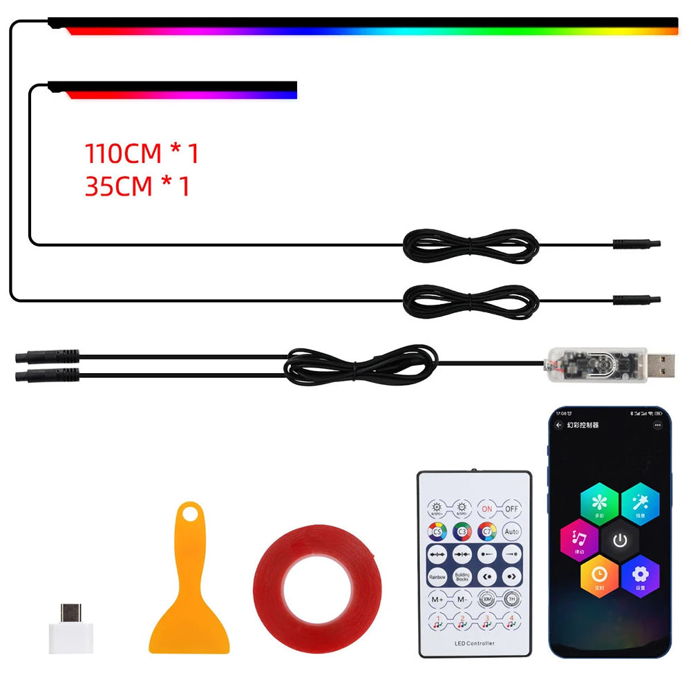 Luces LED de ambiente para coche 18 en 1, sinfonía, aplicación Bluetooth, serpentina de color RGB 214, tira acrílica ar