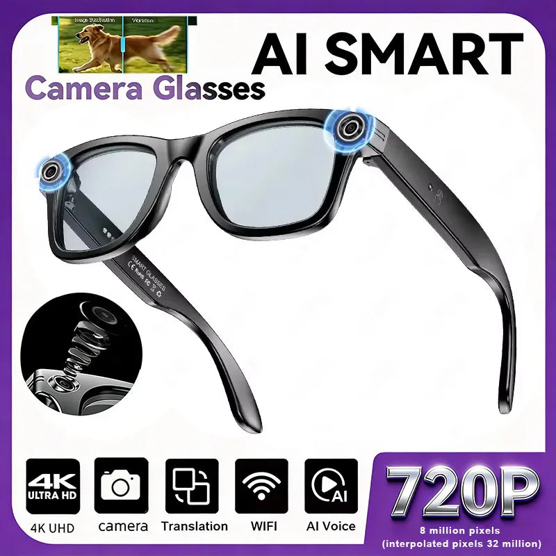 Nouvelle mise à niveau lunettes intelligentes avec caméra enregistrement vidéo AI reconnaissance Photo Bluetooth appel traduction voix lunettes de soleil hommes femmes