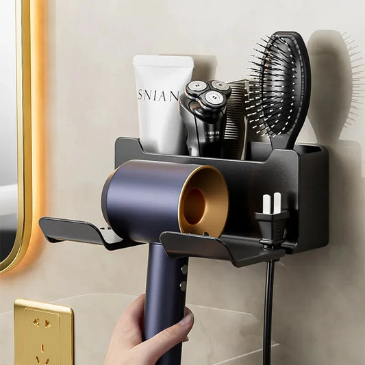 Soporte de pared para secador de pelo, soporte para plancha de pelo, caja de almacenamiento para secador de pelo, soporte para soplador de inodoro, estante, accesorios de baño