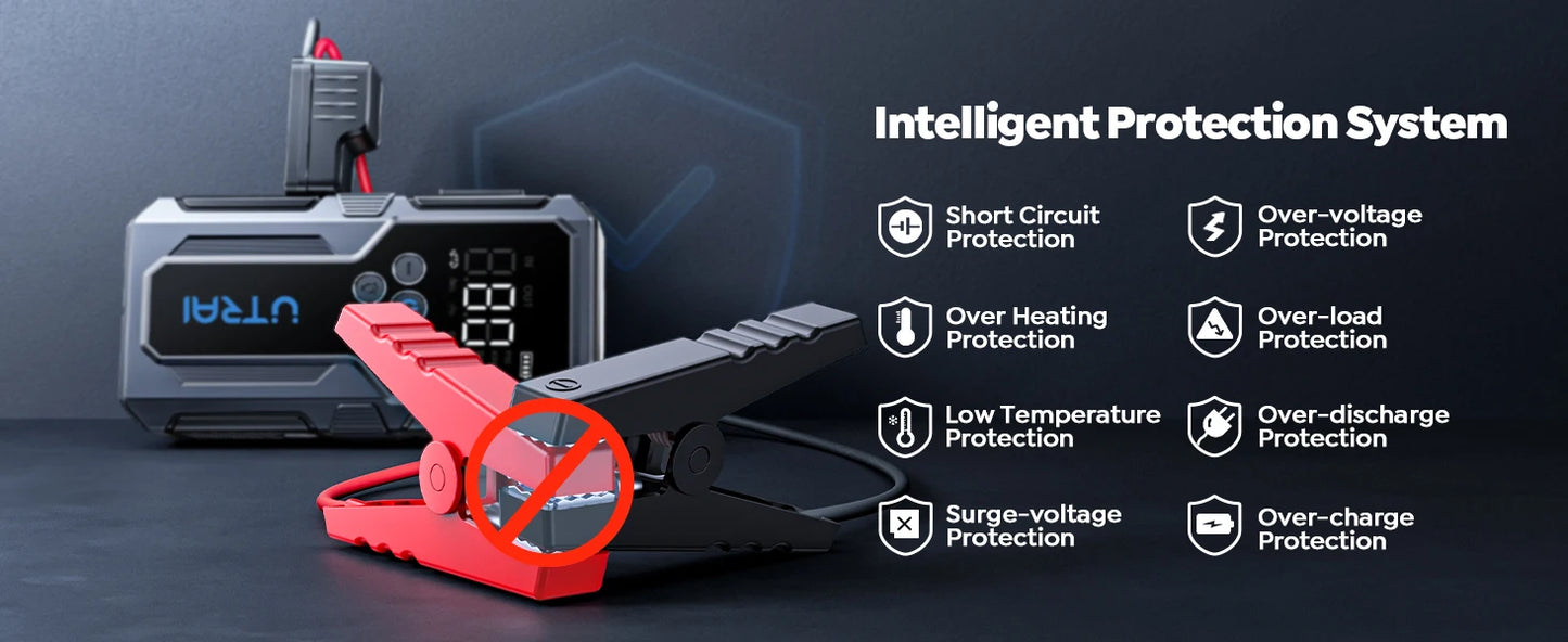 UTRAI 1500A démarreur de saut de voiture batterie externe Portable 150PSI pompe à Air batterie de voiture Boosters d'urgence dispositif de démarrage démarreur de voiture 2024