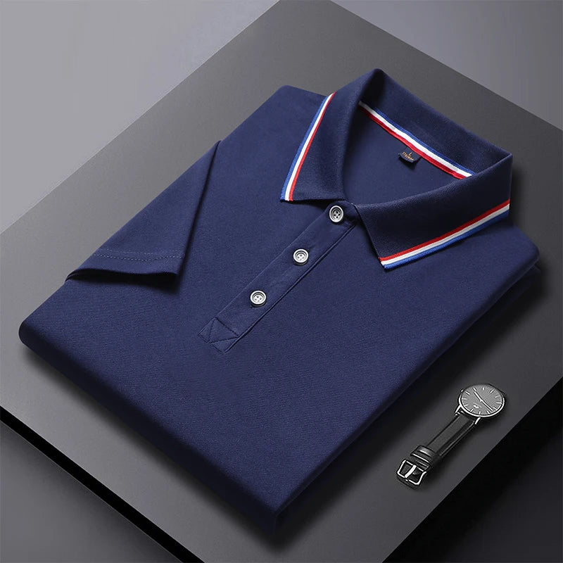 Polo de negocios de manga corta para hombre, top con cuello polo, camiseta casual, documento sólido, verano, 2024, 2024