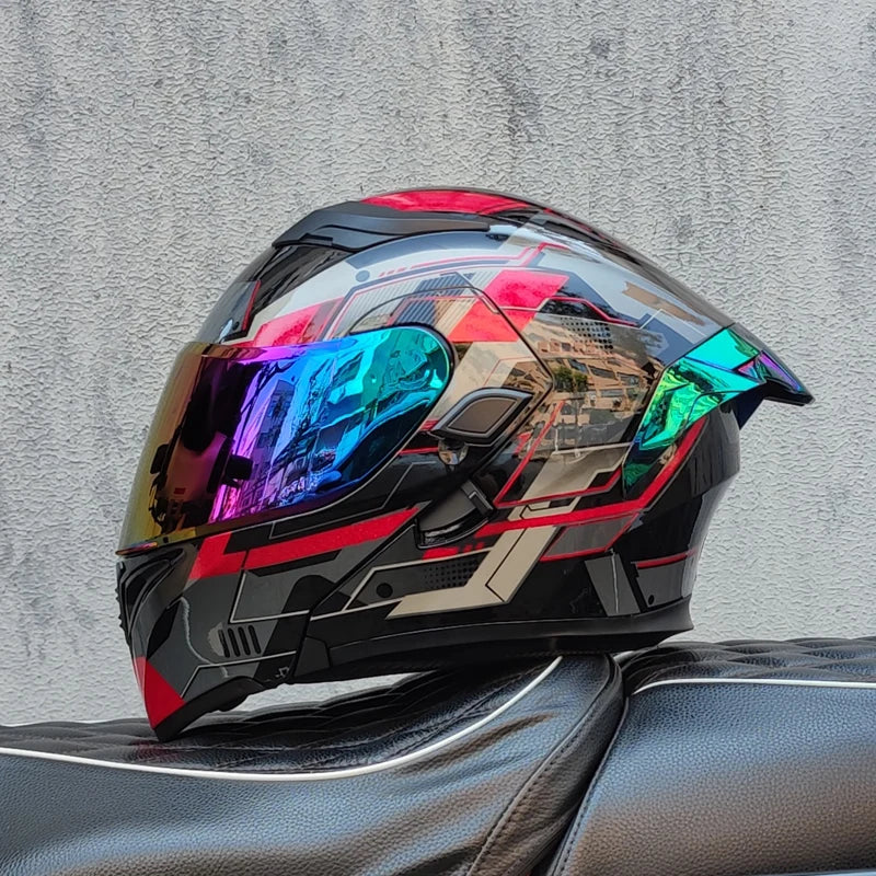 ORZ Motorcycle Helmets Dual Visors DOT Approved Modular Flip Up Helmet Full Face Motorcycle Racing Helmet Motocross Helmet DOT