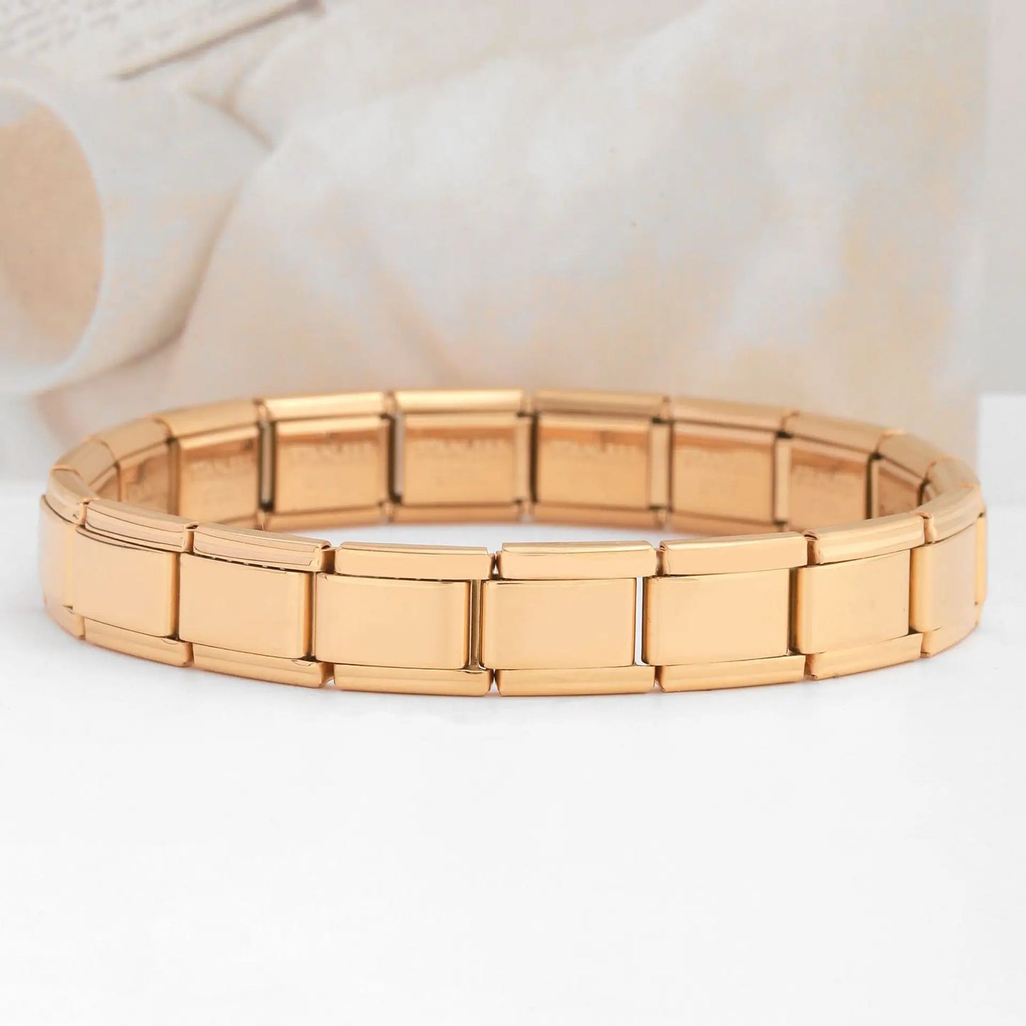 Stainless Steel Square Bracelets for Women and Men, Italian HipHop Metal Stretch Modules, Gift, Birthday Party Jewelry, Trendy