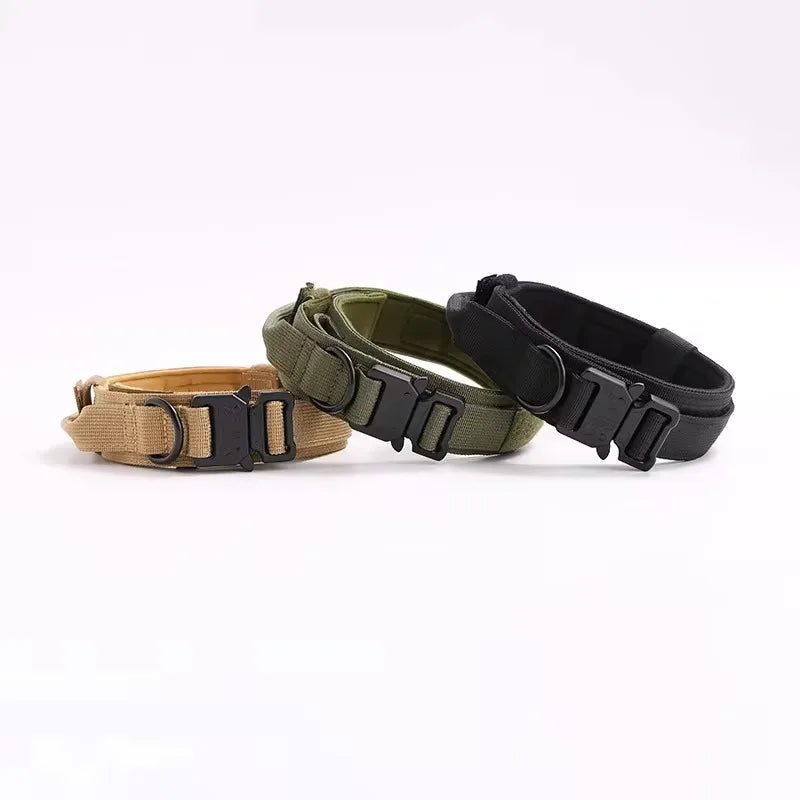 Collier Tactique Nylon pour Chien — Poignée Réglable, Robuste, Taille Moyenne & Grande