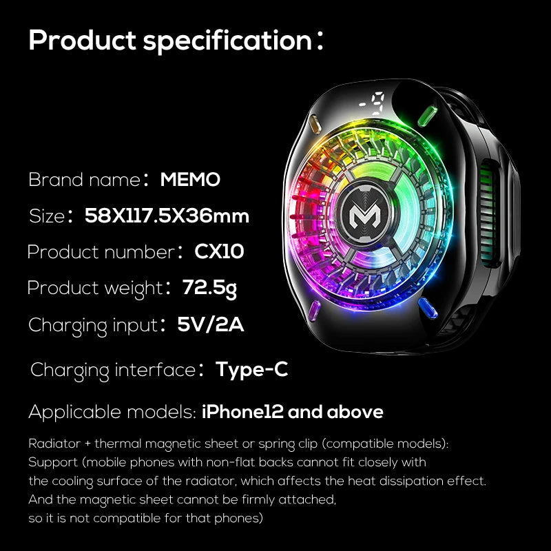Refroidisseur téléphone portable USB — ventilateur gaming, streaming, dissipateur de chaleur