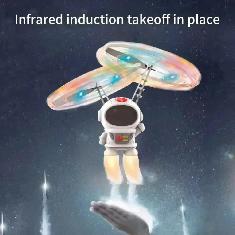 Mini dron de astronauta creativo, robot volador de dibujos animados, juguetes con carga USB, helicóptero de control manual, regalo para niños