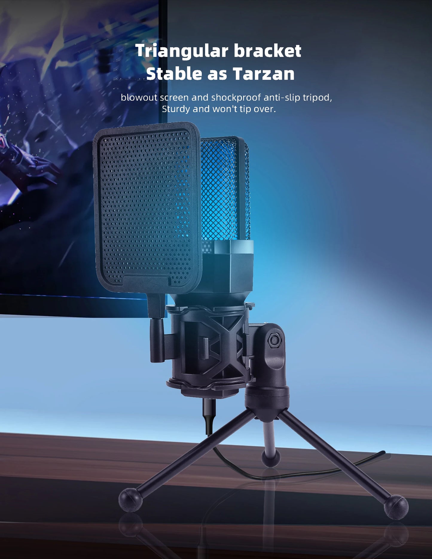 Microphone USB à condensateur pour gaming et podcast – Micro filaire pour PC, streaming et karaoké