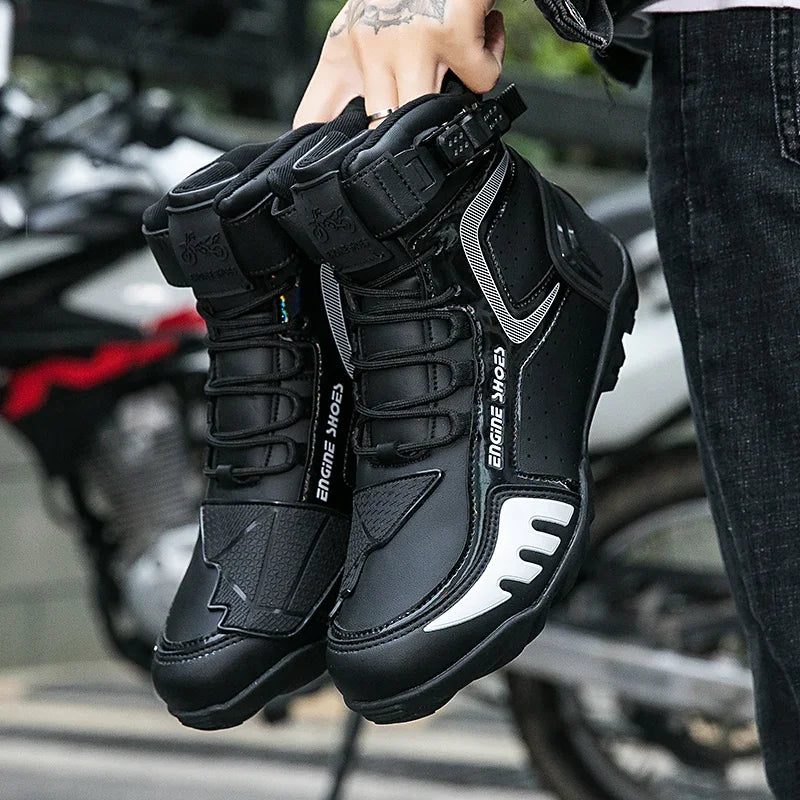 Bottes Moto Homme Mi-Mollet Respirantes — Nouvelle Collection 2024
