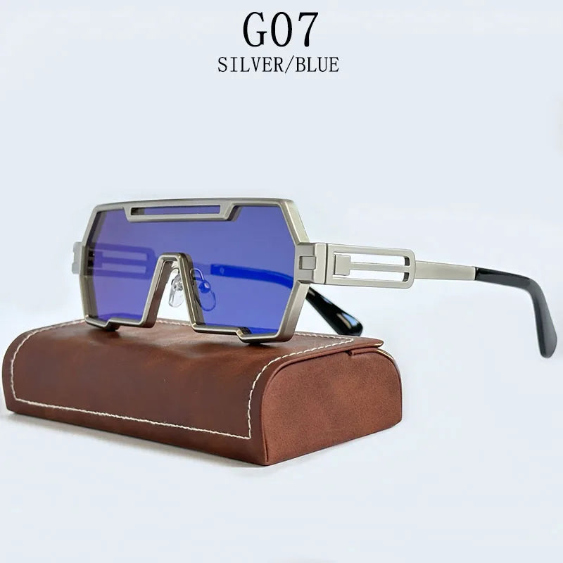 Men's Heavy Metal Steampunk Sunglasses Square Vintage Punk Retro Fashion Eyewear Gafas De Sol Hombre Lunette De Soleil Homme