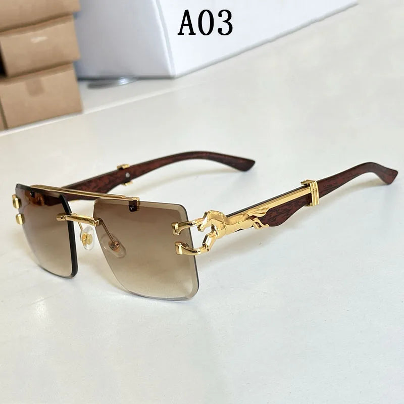 Lunettes de soleil carrées sans bords pour femmes et hommes — vintage, mode, 2024