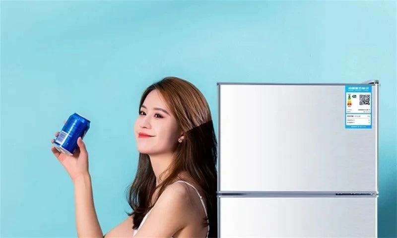 Refrigerador de doble puerta para apartamento de alquiler, pequeño refrigerador doméstico con congeladores profundos, refrigerador de bajo consumo de nivel uno
