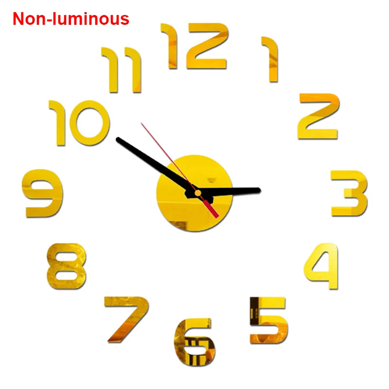 Wall clock DIY Luminous Wall Clock Quartz Watch Acrylic Mirror Stickers Wall Clock Wall Decoration Hot Home Decoration