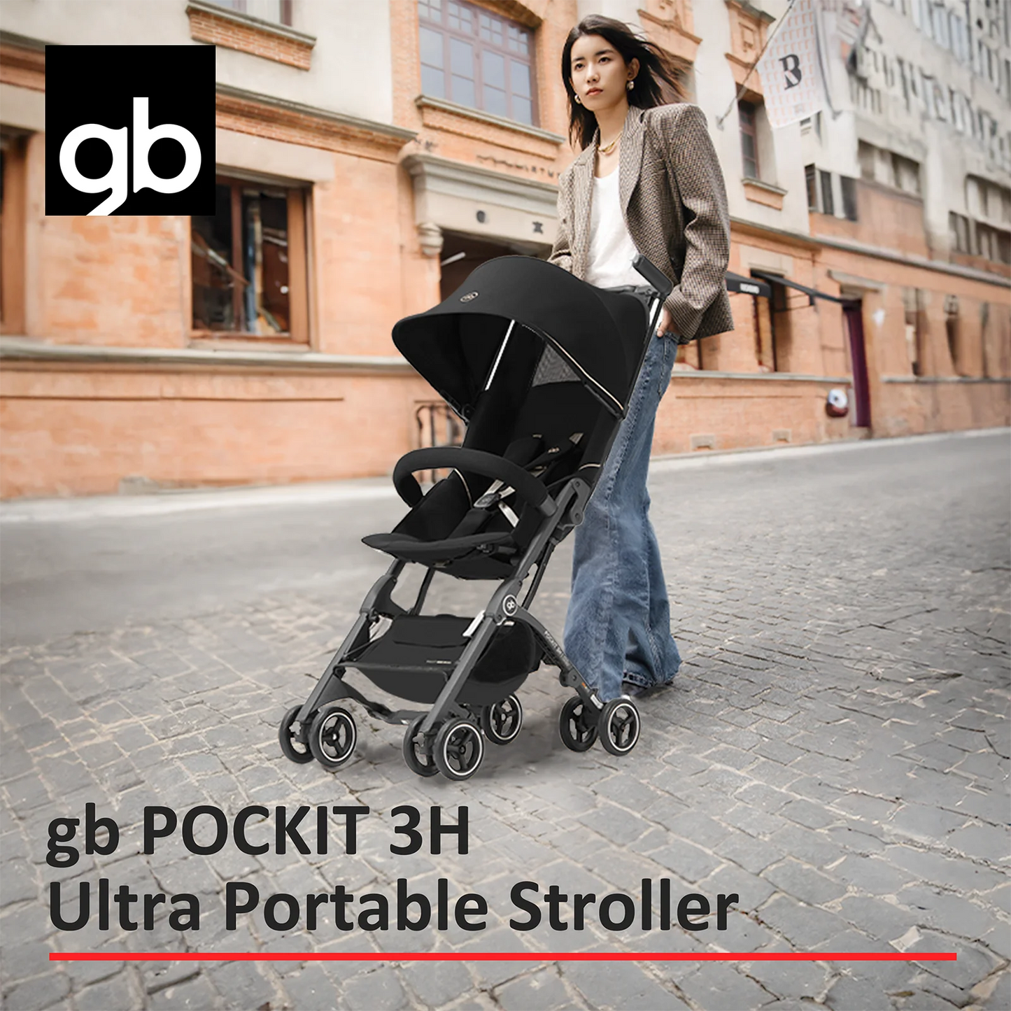 Poussette Compacte Tout-Terrain Légère — Accoudoir Inclus Voyage Bébés Tout-Petits