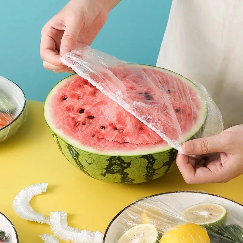Envoltorio de plástico desechable Saran Wrap, tapa elástica de calidad alimentaria, bolsa de plástico para conservar la frescura, accesorios de almacenamiento de cocina