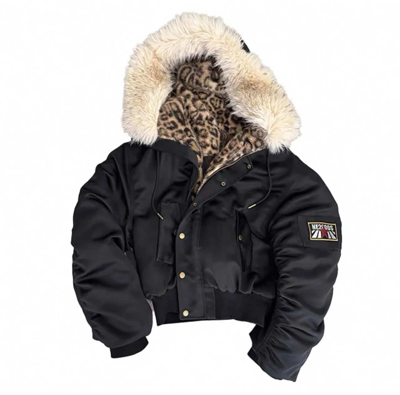 Harajuku American Retro Jacket for Men and Women, New Simple Leopard Print Plush Loose Leather Motorcycle Hip Hop Punk Jacket