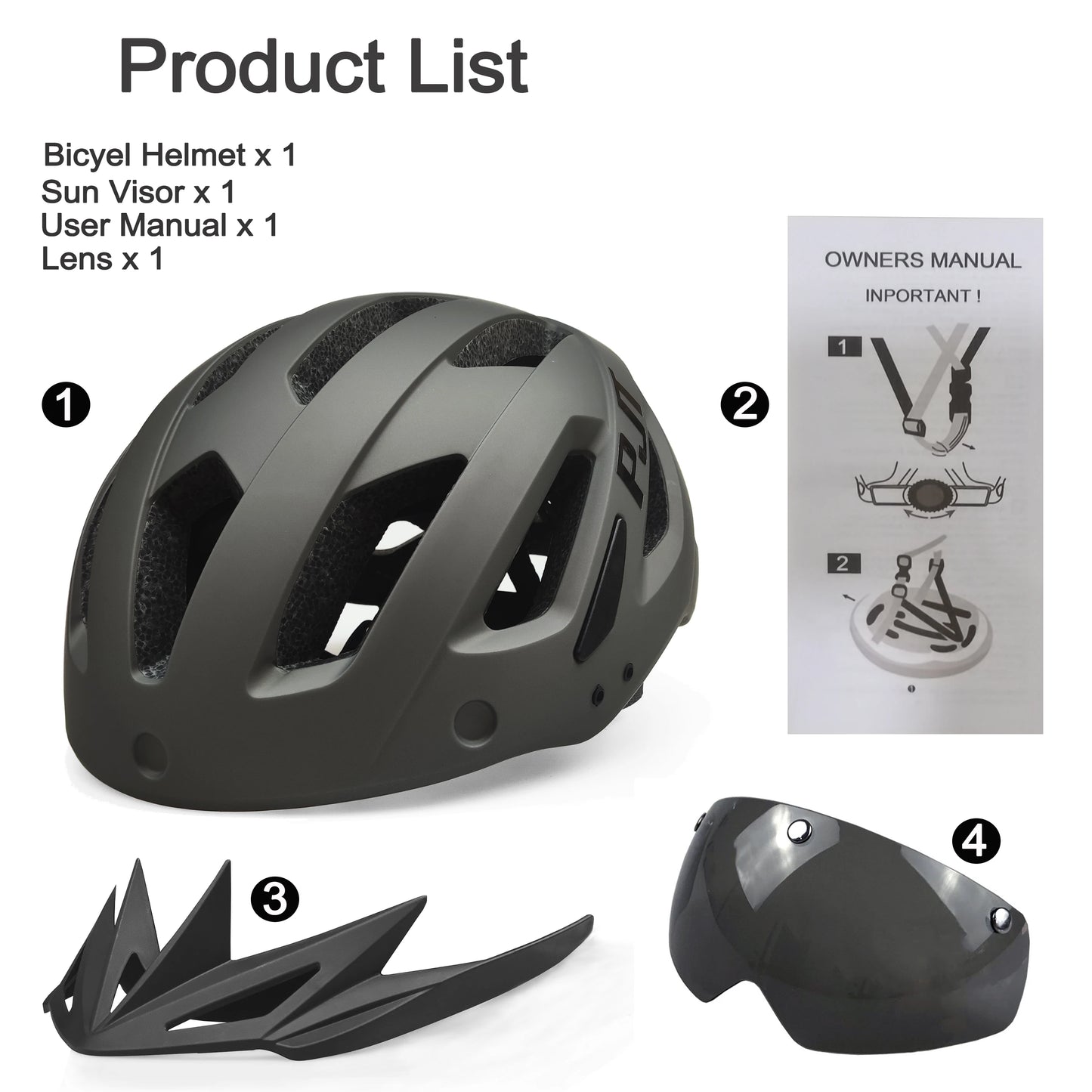 Casque vélo avec feu arrière LED USB rechargeable — lunettes de soleil intégrées, cyclisme route/VTT