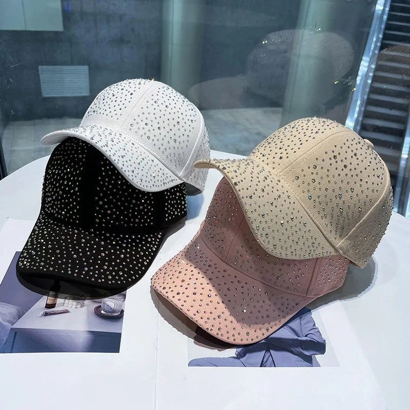 Casquette de Baseball en strass pour hommes et femmes, en coton, diamants, Snapback Hip Hop, visière extérieure, chapeaux de soleil