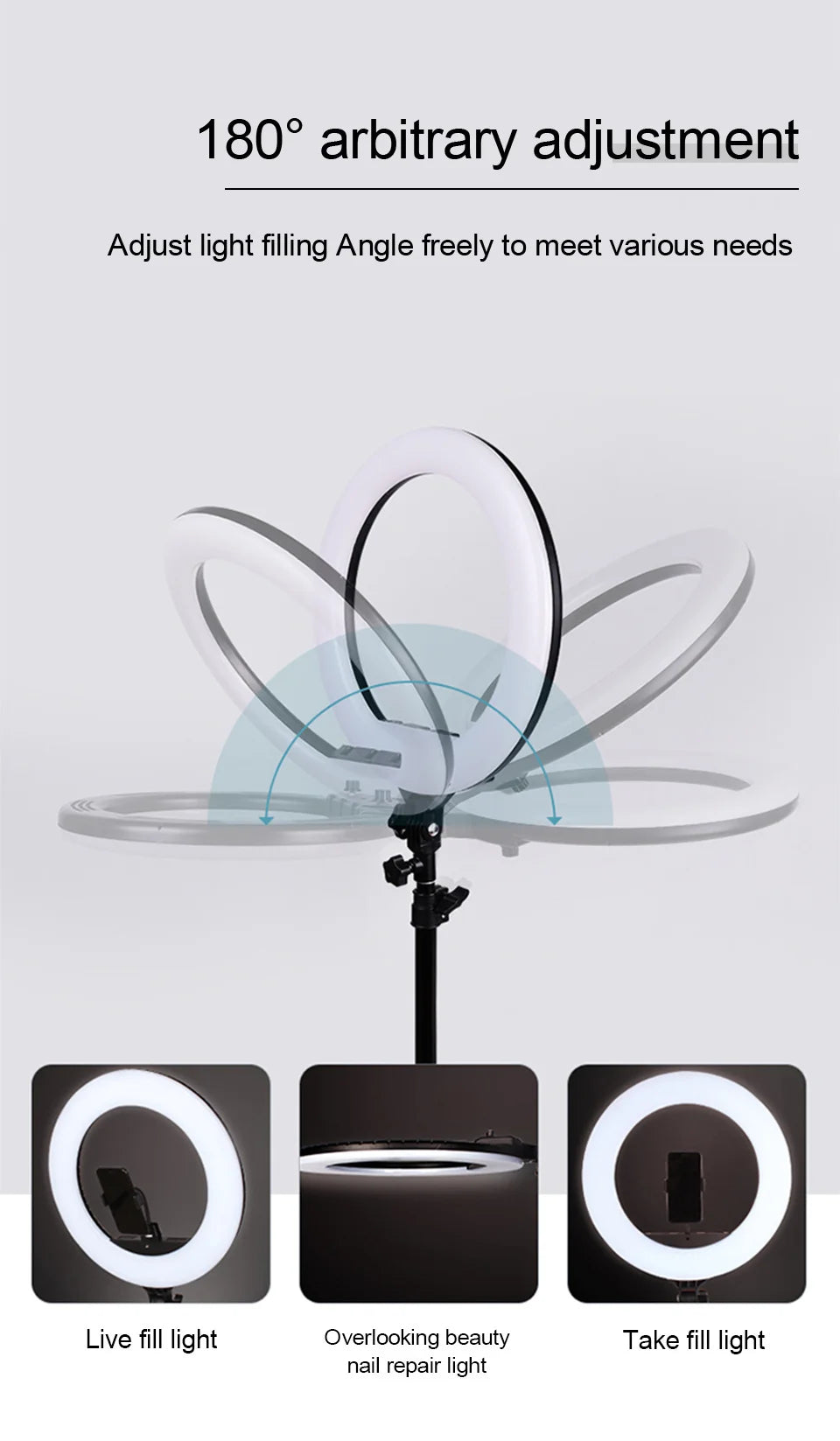 Anneau Lumineux LED Selfie 26cm avec Trépied — Éclairage Photo & Vidéo YouTube