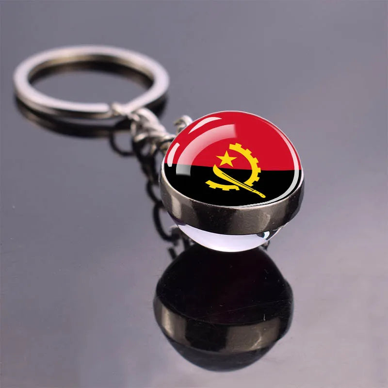 African Flag Keychain, Algeria, Somalia, Tunisia, Morocco, Egypt, National Flag, Double-sided Glass Ball Pendant, Gift