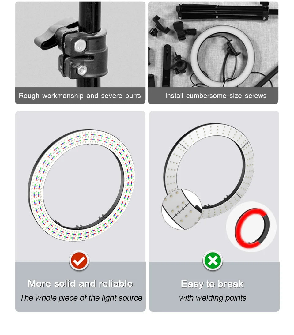 Anneau Lumineux LED Selfie 26cm avec Trépied — Éclairage Photo & Vidéo YouTube