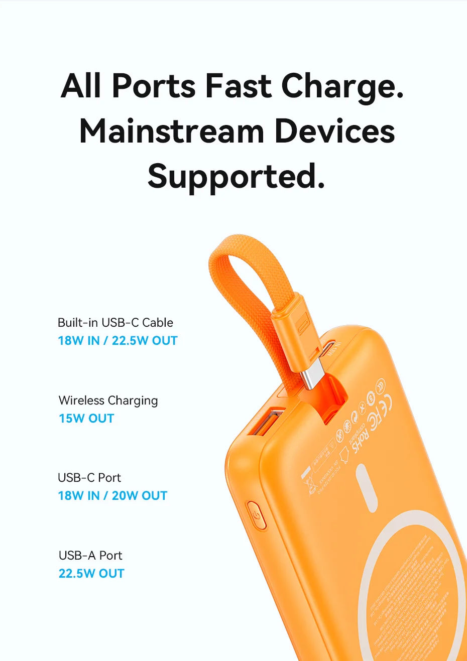 [Certification CCC] Batterie externe magnétique Vention 22,5W 10000mAh Portable 3C Powerbank Chargeur rapide sans fil 15W pour iPhone 17 16