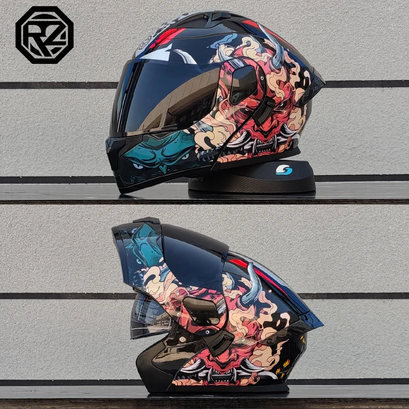 Casque moto intégral double lentille modulaire rabattable — homme, femme, mode, Motocross