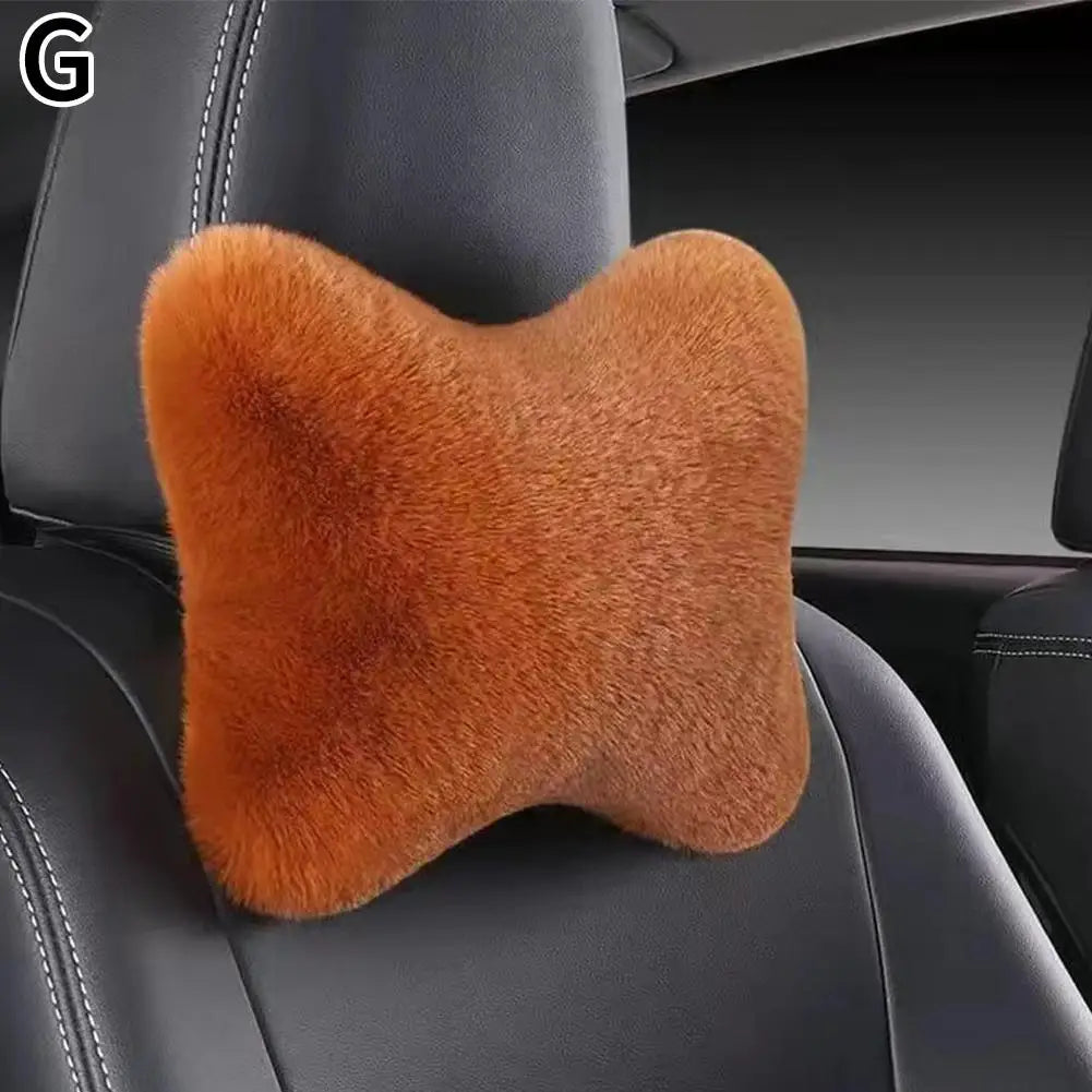 Plush Car Seat Neck Rest, 8 Colors Car Headrest, Plush Cushion, Warm and Comfortable, Waist Pillow Support Accessories, Winter