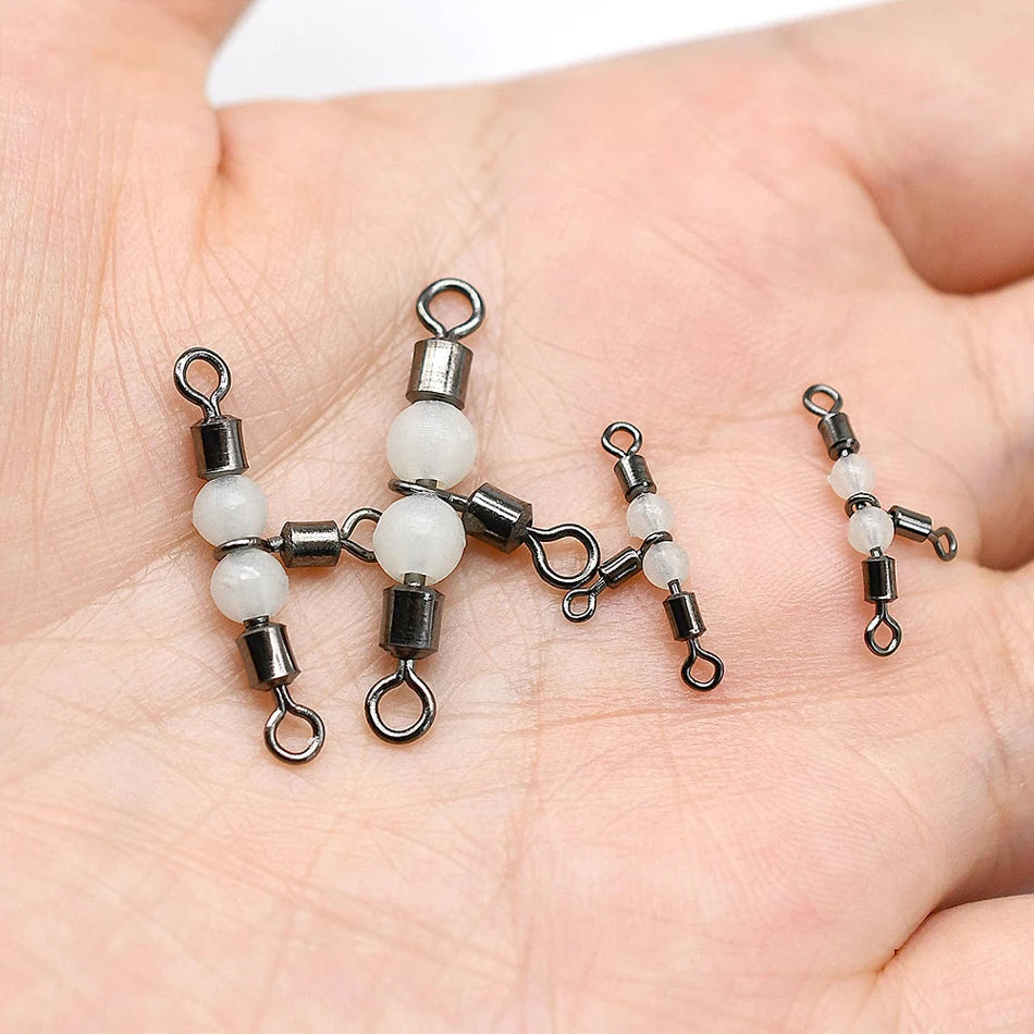 MNFT-Connecteur de pêche à 3 voies en acier inoxydable, 25 pièces, perles Shoes attirent le poisson
