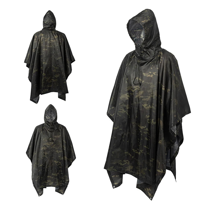 Poncho de Camouflage respirant pour l'extérieur, imperméable tactique de Jungle, observation des oiseaux, randonnée, chasse, combinaison Ghillie, équipement de pluie de voyage
