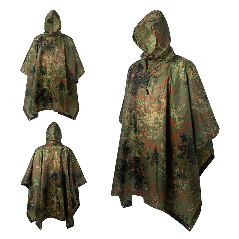 Poncho de Camouflage respirant pour l'extérieur, imperméable tactique de Jungle, observation des oiseaux, randonnée, chasse, combinaison Ghillie, équipement de pluie de voyage