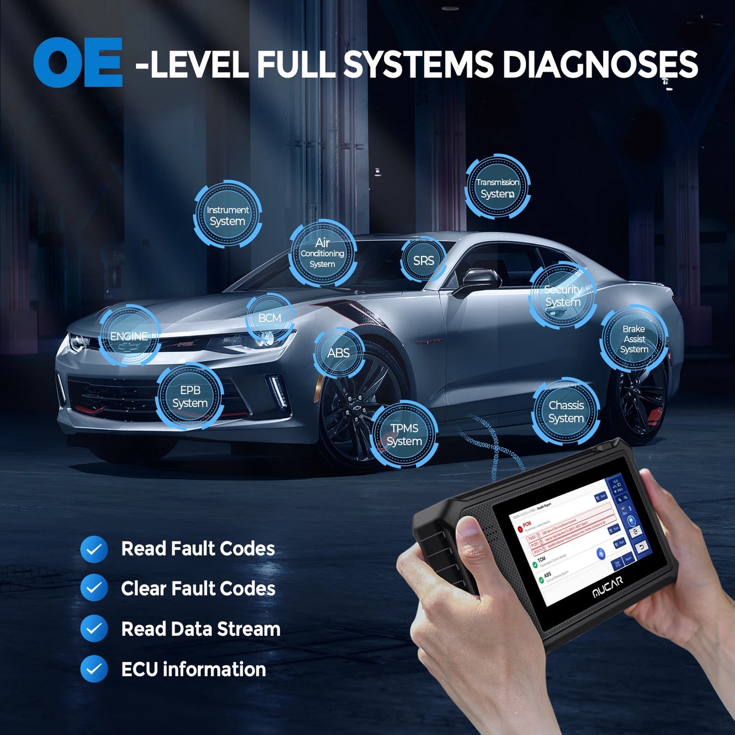 MUCAR VO6 - Herramientas de diagnóstico para coche, sistema automático completo, 28 reinicios, mantenimiento de UG F TCM Airbag ABS IMMO, actualización gratuita de por vida, UAE OBD2