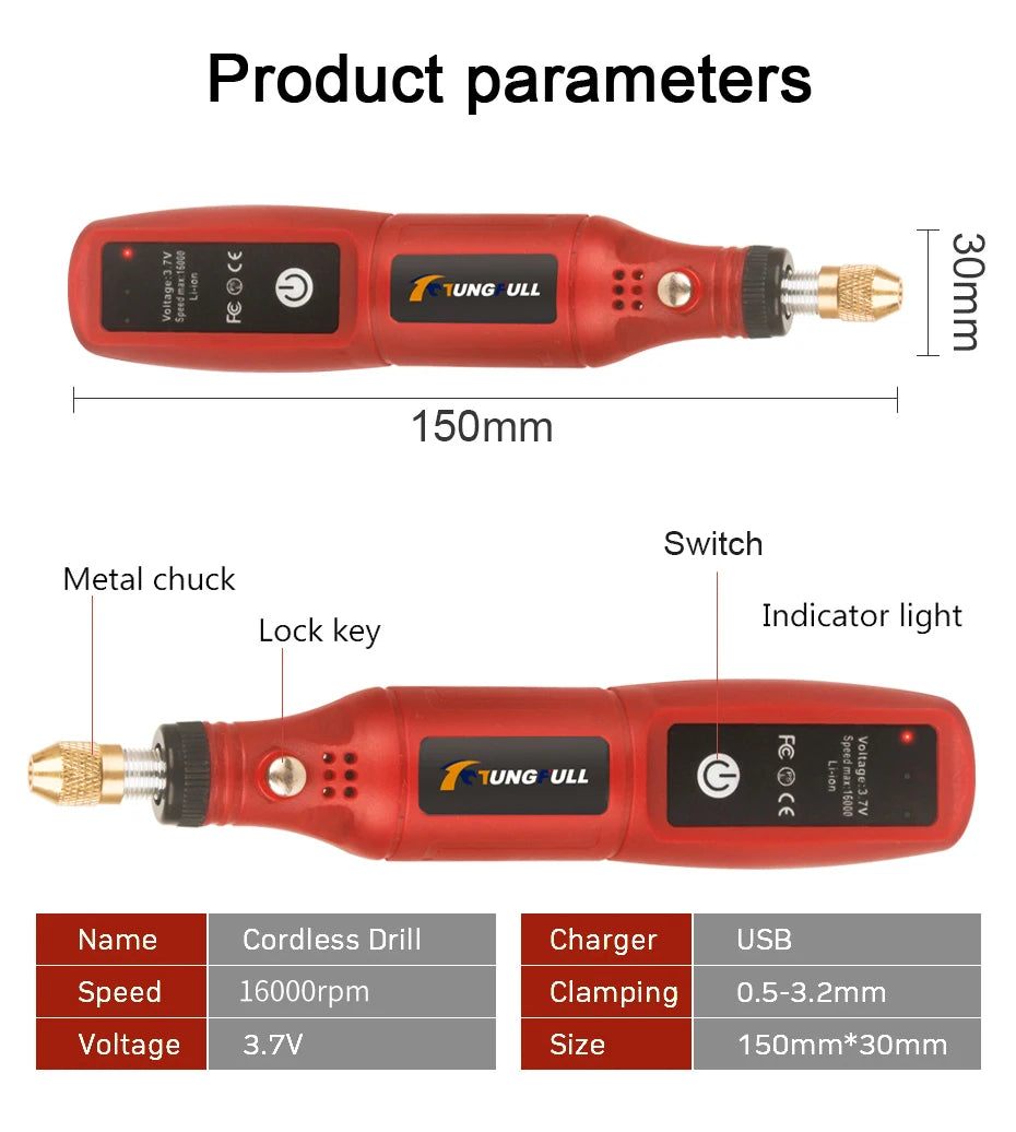 Minitaladro eléctrico USB, bolígrafo de grabado inalámbrico, recargable, herramientas Dremel, herramienta rotativa, taladro de mano inalámbrico, minipulidora