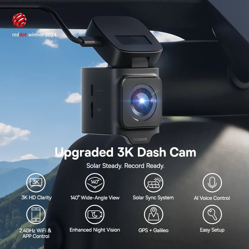 Baseus 3K Dash Cam VD1 cámara delantera y trasera HD GPS integrado Galileo supercondensador coche DVR cámara de coche grabadora Soporte de estacionamiento 24H