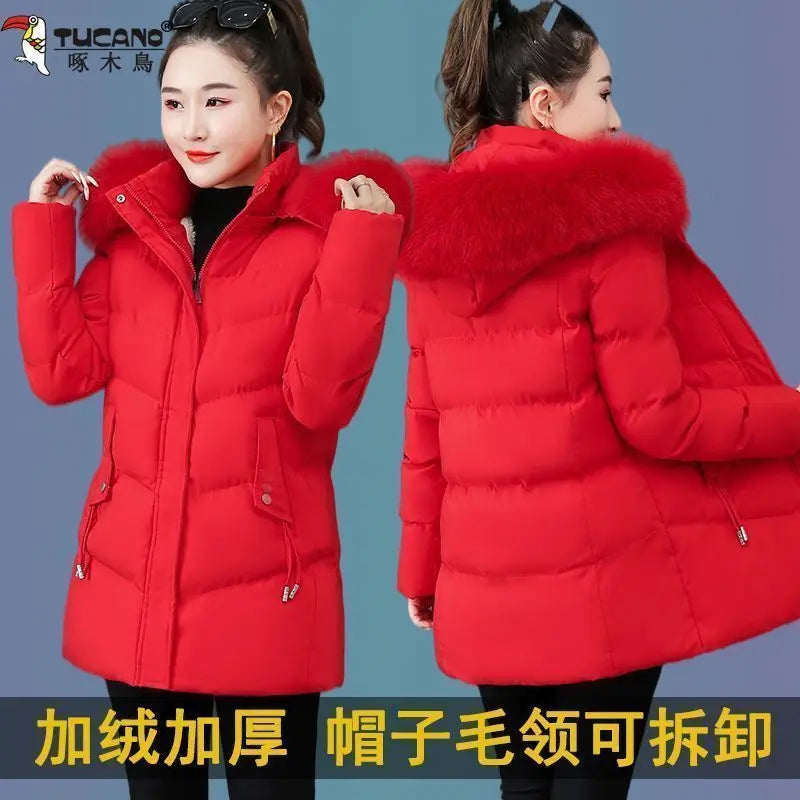 Veste à capuche en coton Smile pour femme, manteau d'optique, parkas chaudes en fourrure, coupe-vent, super chaud, vêtements pour femmes, hiver