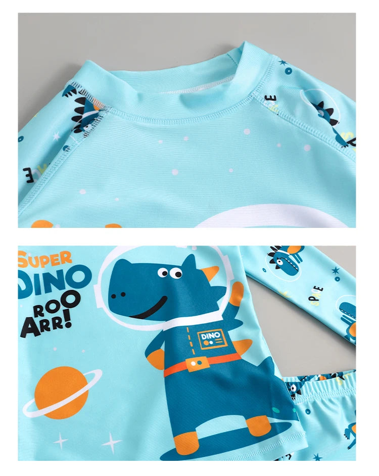 Garçons filles dessin animé mignon maillots de bain printemps été plage vêtements ensemble Protection solaire à manches longues maillots de bain enfants maillot de bain