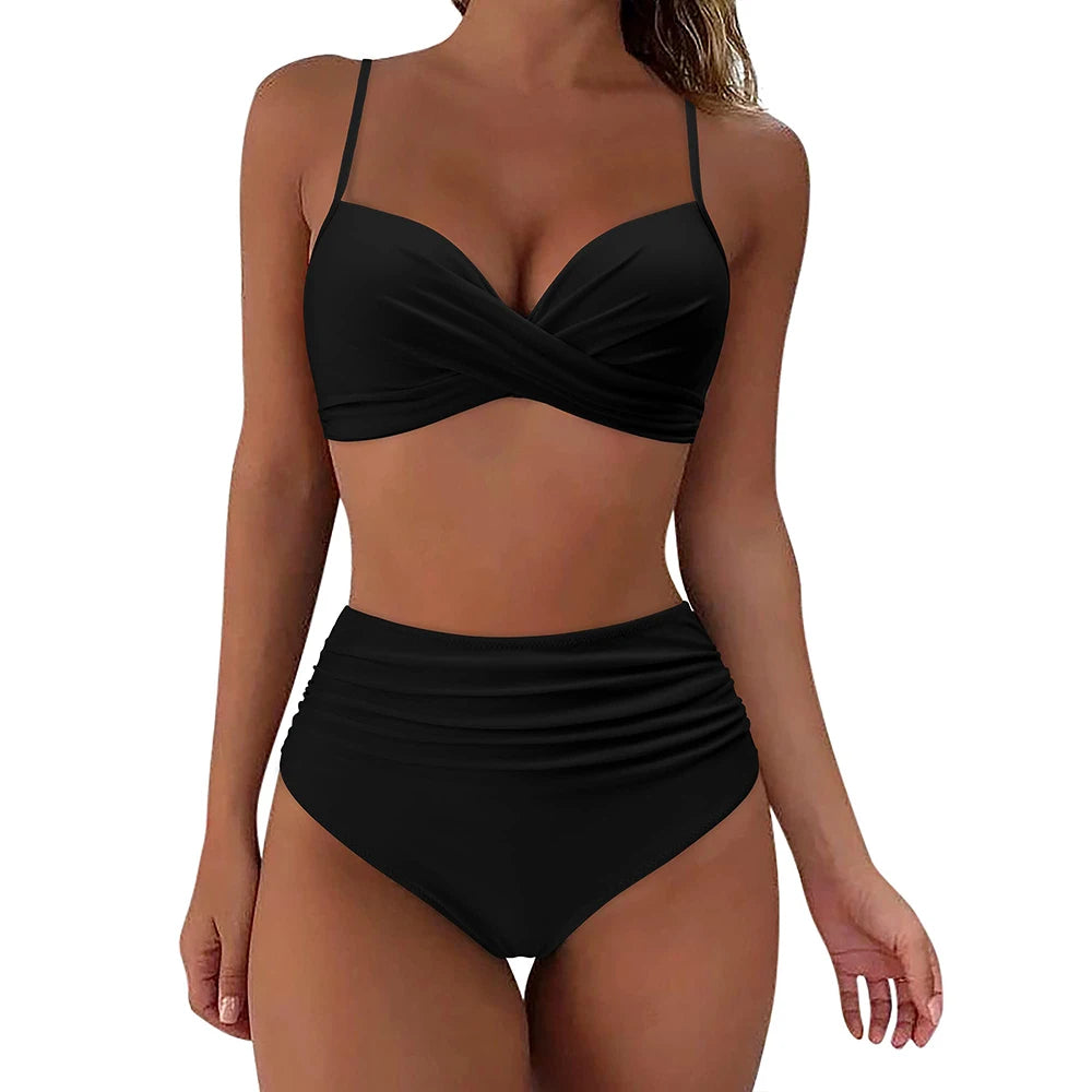 Maillots de bain vintage taille haute 2026 pour femmes, push-up, imprimés, tenues de plage estivales