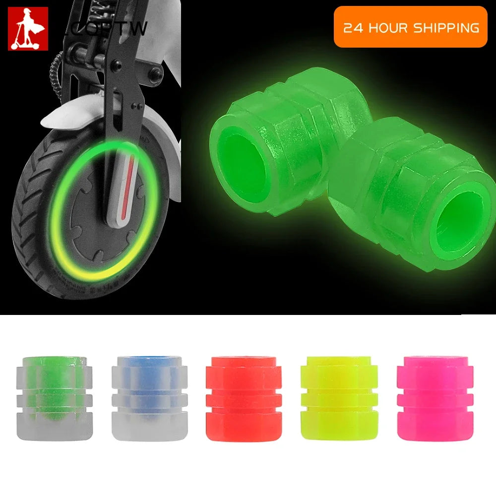 Bouchons Valve Pneu Lumineux Fluorescents Scooter Électrique — Buse Roue
