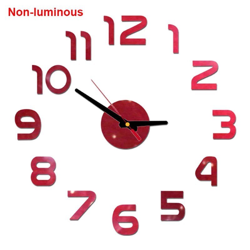 Wall clock DIY Luminous Wall Clock Quartz Watch Acrylic Mirror Stickers Wall Clock Wall Decoration Hot Home Decoration