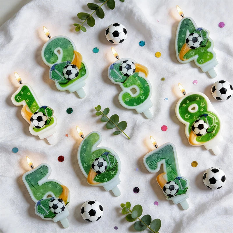 Bougies Gâteau Anniversaire Ballon Football Chiffres 0–9 — Décoration Fête Thème Sport