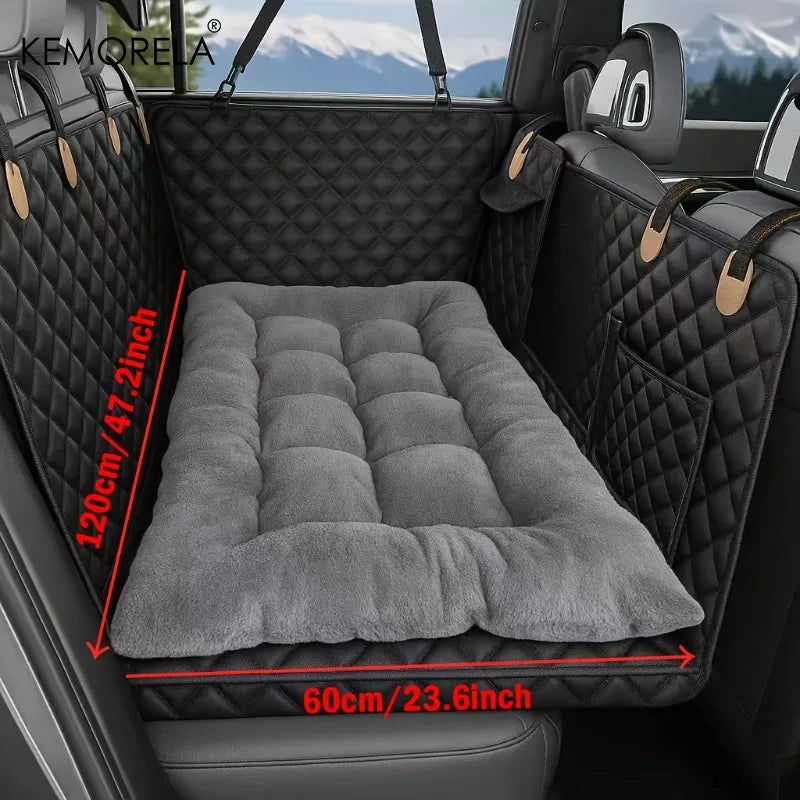 Tapis de siège de voiture pour chien d'hiver avec fond épais antidérapant pour lit de camion SUV berline-chaud pour les voyages sur route et lavable en machine