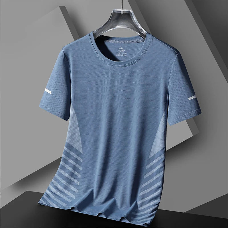 T-Shirt Course Soie Glacée Réfléchissant — Séchage Rapide Fitness Sport 5XL