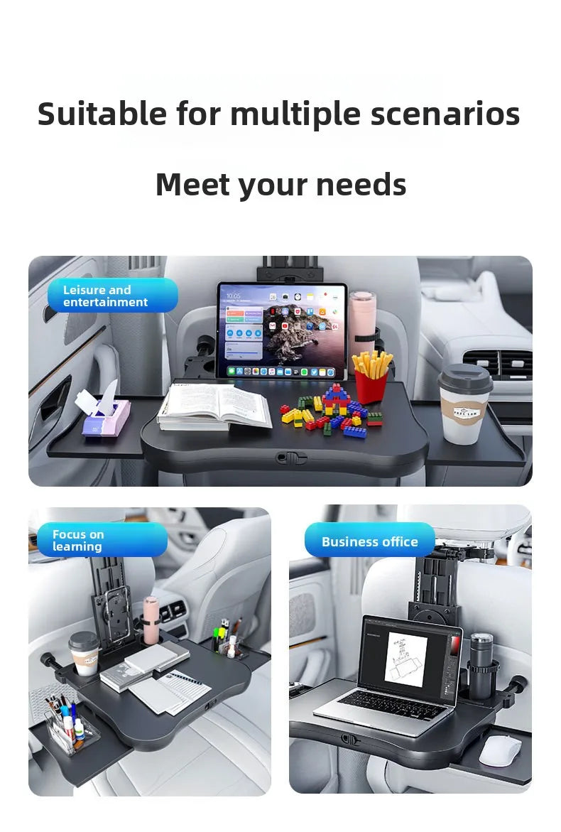 360 °   Table rotative pour plateau de voiture – Support de siège arrière en ABS, porte-ordinateur portable et porte-boissons pour les voyages sur route