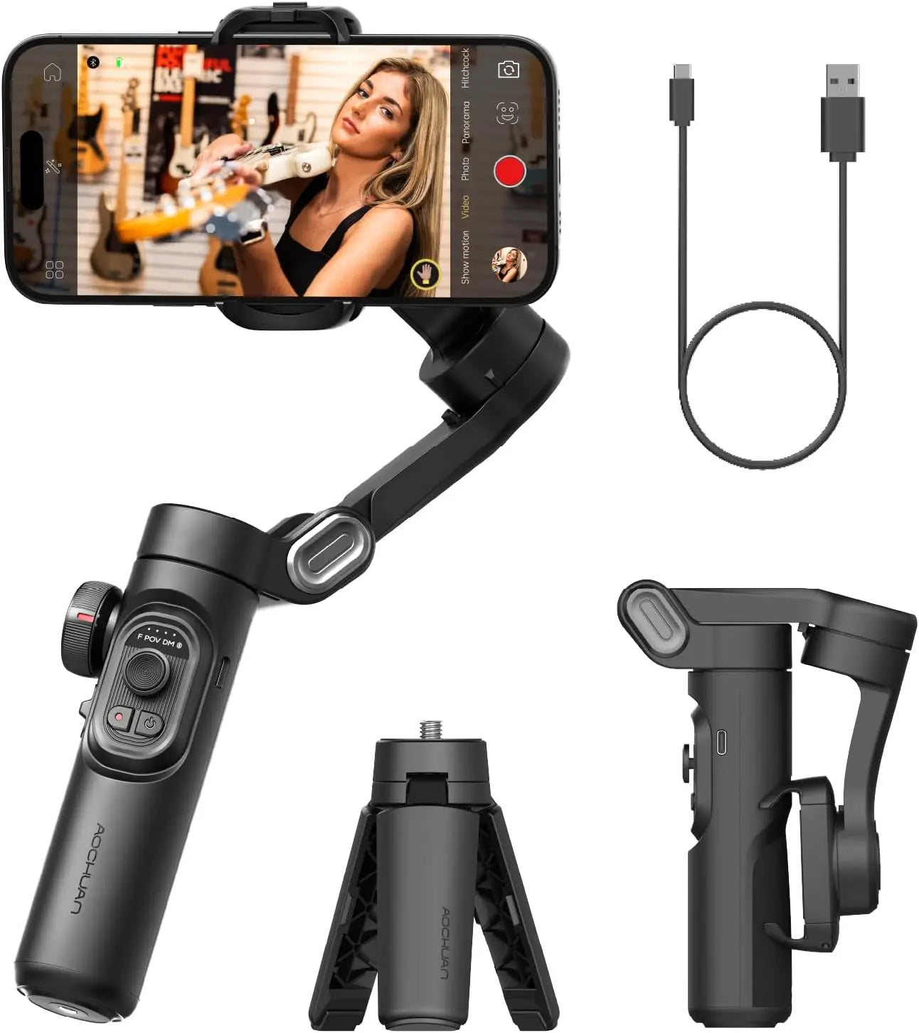 AOCHUAN SmartXE 3-Axis Handheld Gimbal Stabilizer for Smartphone iPhone Android AI Face Tracking TikTok Vlog