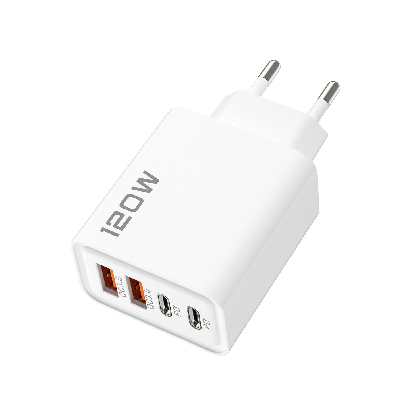 Total 120W USB Fast Charger 4 Ports PD Quick Charge USB 3.0 Type C EU US UK Plug Universal Wall Charger USB C Charging Adapter