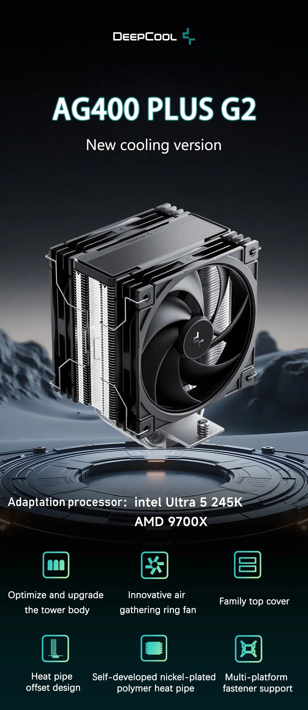 DEEPCOOL AG400 4 caloducs double ventilateur CPU radiateur de refroidissement par Air 2000 tr/min ventilateur de refroidissement de bureau pour Intel LGA1700 1200 115X AMD AM4