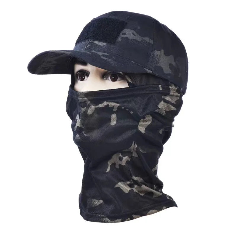 Casquette de baseball tactique camouflage, pour la pêche en plein air, la randonnée, la chasse, les sports, protection solaire, respirante, camouflage, cagoule, demi-masque de ski