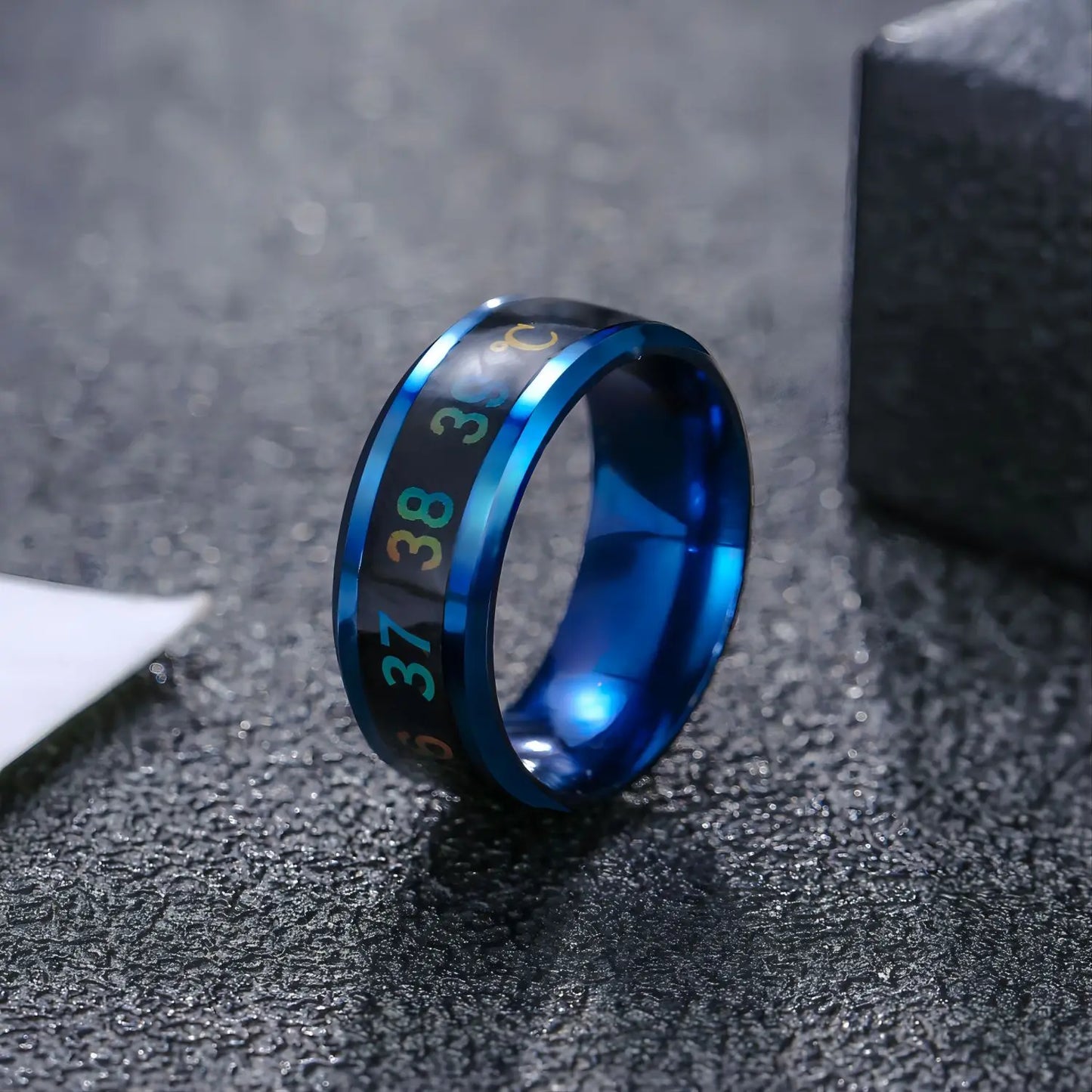 Titanium and Steel Temperature Ring, Mood and Emotion Sensing, Temperature Sensitive Smart Ring for Women and Men, Waterproof Jewelry