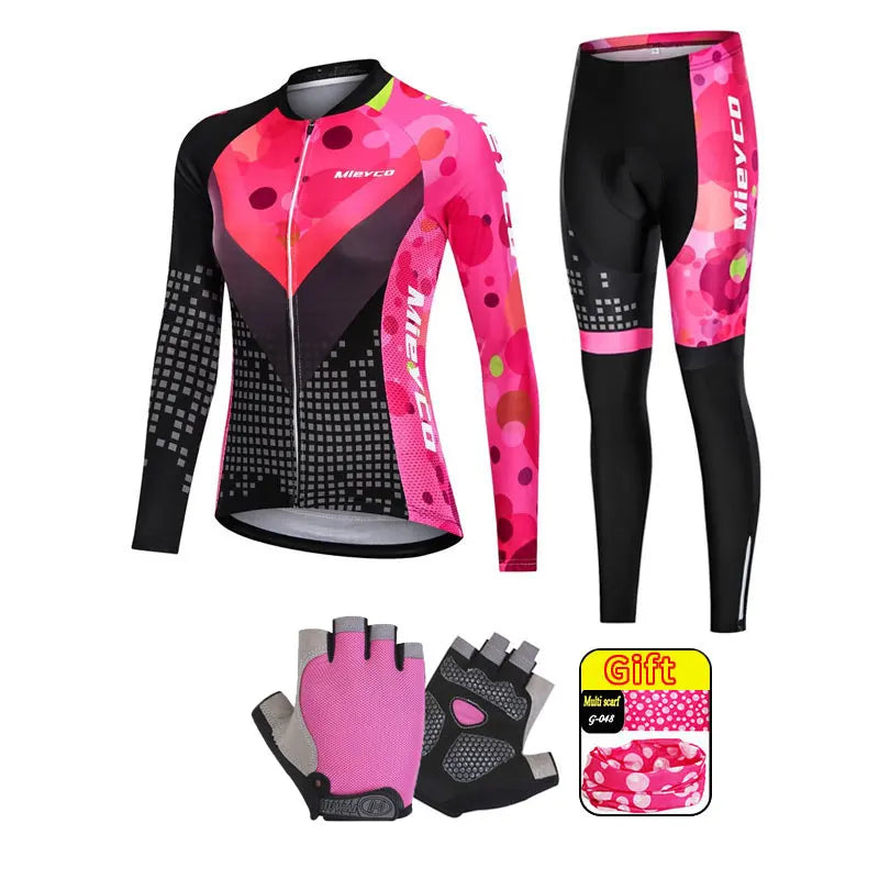 Tenue Cyclisme Femme VTT — Ensemble Maillot Salopette Manches Longues Combinaison