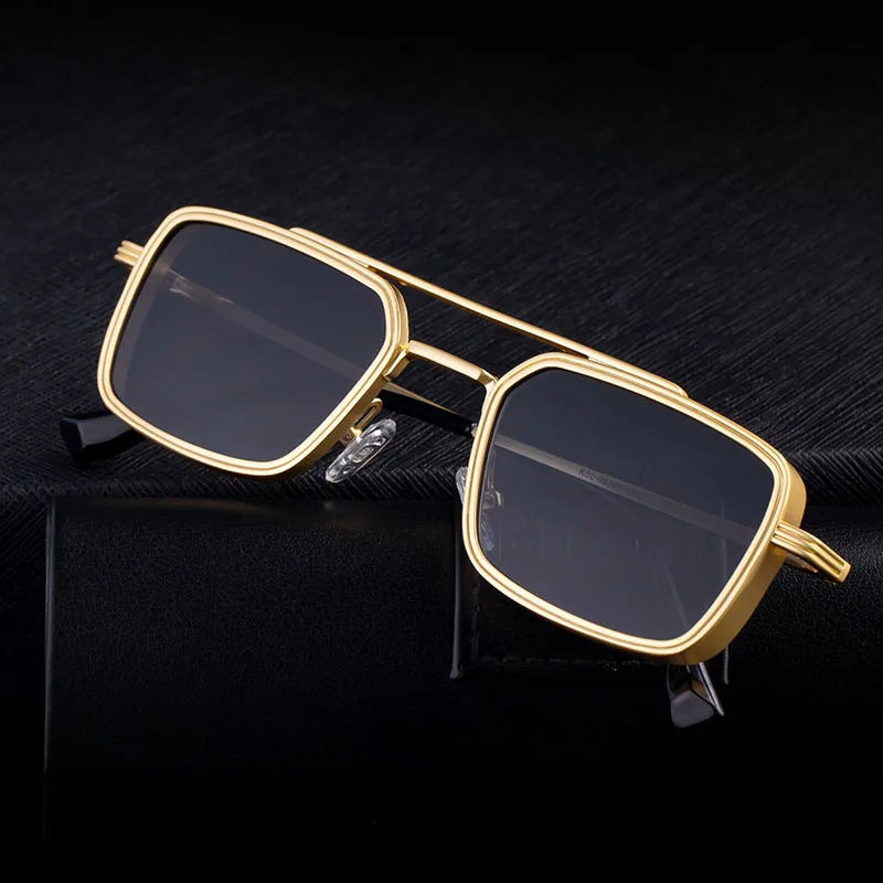 Lunettes de soleil carrées Steampunk hommes et femmes — punk, rétro, mode, vintage, 2025
